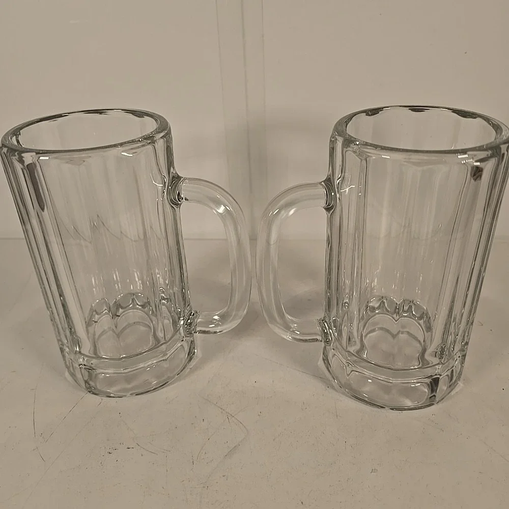 Vintage LIBBEY Beer Mug Thick Heavy‎ 10 Panel Glass 5.25